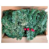 9FT Christmas Garland with 50LED Lights, Battery Operated PreLit Garland Christmas Decorations Timer 8 Mode, Artificial Outdoor Christmas Garland Greenery Pinecone for Indoor Door Decor