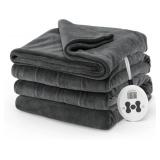 Sunbeam Electric Royal Luxe Microplush Heated Blanket, 12 Heat Settings, 12-Hour Selectable Auto Shut-Off, Fast Heating, Warm and Cozy, Cabernet Color, King, 90 x 100"