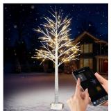 6FT Lighted Birch Tree with 120 LED Warm White Lights for Christmas Decor, APP & IR Remote Control, Multi-Tree Group Control, Music-Sync, Timer, Indoor & Outdoor Holiday Decoration for Yard & Garden