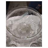 Glass Punch Bowl Set with 8 Cups