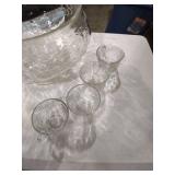 Glass Punch Bowl Set with 8 Cups