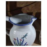 Hand Painted Birdhouse Pitcher and Tumbler Set