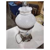 Hobnail White Glass Hurricane Table Lamp