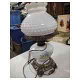 Hobnail White Glass Hurricane Table Lamp