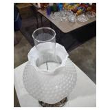 Hobnail White Glass Hurricane Table Lamp