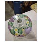 Hand Painted Glass Cake Dome with Floral Design