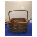 Woven Picnic Basket with Pine Tree Design