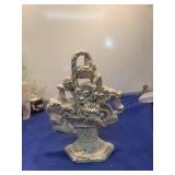 Cast Iron White Floral Door Stop