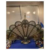 Art Deco Peacock Fan Fireplace Screen made of brass
