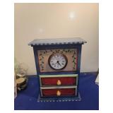 Hand-Painted Wooden Clock with Drawers