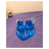 Blue Glass Lovebirds Figurine