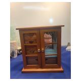 Wooden Wall Display Cabinet with Glass Doors jewelry box