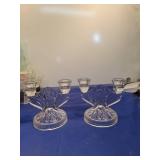 Glass Candlestick Holders with Fan Base