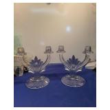 Art Deco Glass Double Candle Holders