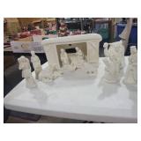 White Porcelain Nativity Set with Stable