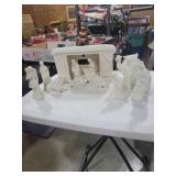 White Porcelain Nativity Set with Stable