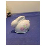 Ceramic Bunny Salt Cellar with Rose Design