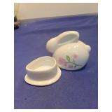 Ceramic Bunny Salt Cellar with Rose Design