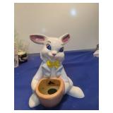 White Ceramic Bunny Rabbit Planter