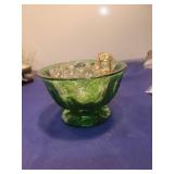 Green Glass Pedestal  candy dish