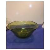 Green Glass Serving Bowl