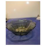 Green Glass Scalloped Bowl
