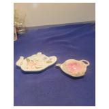 Floral Ceramic Tea Bag Holders Set of 2