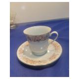 Floral Rose Pattern Teacup and Saucer Set
