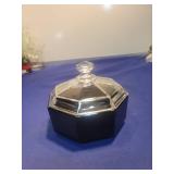 Octagonal Glass Lid Black Trinket Box
