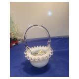 Handmade Fenton White Milk Glass Hobnail Candle Holder