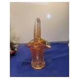 Pink Glass Basket with Twisted Handle