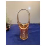 Pink Glass Basket with Twisted Handle