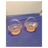 Pink Depression Glass Basket Set