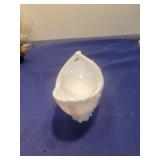 White Milk Glass Bowl with Floral Pattern
