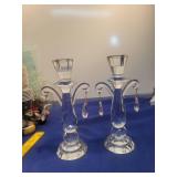 Crystal Candlestick Holders with Scroll Design - Set of 2