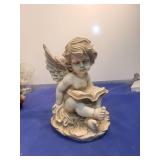 Reading Cherub Decorative Statue