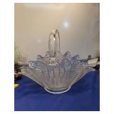 Clear Glass Herringbone Pattern Basket