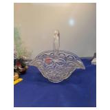 Clear Glass Swan Basket