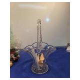 Crystal Flower Basket with Handle