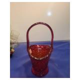 Red Glass Daisy Pattern Basket