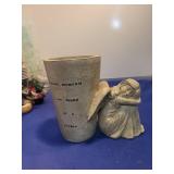 Decorative Angel Garden Vase with Quote