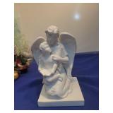 White Porcelain Guardian Angel and Child Figurine