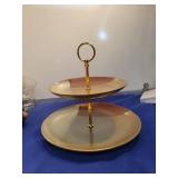 Two-Tier Gold Handle Serving Tray