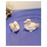 White Ceramic Duck Pair Figurines