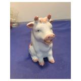 Ceramic Smiling Cow Figurine with Floral Design
