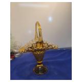 Amber Glass Basket with Ruffled Edge