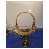 Amber Glass Basket with Ruffled Edge