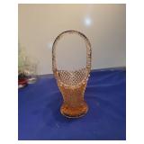 Pink Depression Glass Diamond Pattern Basket