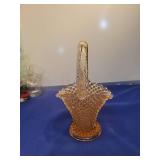 Pink Depression Glass Diamond Pattern Basket