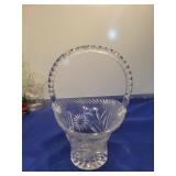 Cut Glass Basket with Handle